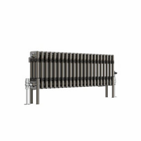 NRG 300x1012 mm Horizontal Traditional 3 Column Cast Iron Style Radiator Raw Metal