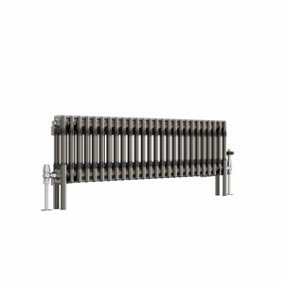 NRG 300x1190 mm Horizontal Traditional 2 Column Cast Iron Style Radiator Raw Metal