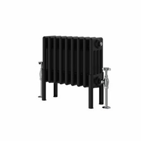 NRG 300x425 mm Horizontal Traditional 4 Column Cast Iron Style Radiator Black