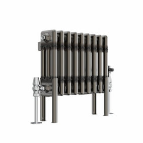 NRG 300x427 mm Horizontal Traditional 3 Column Cast Iron Style Radiator Raw Metal