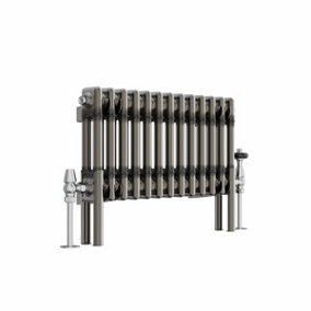 NRG 300x605 mm Horizontal Traditional 2 Column Cast Iron Style Radiator Raw Metal