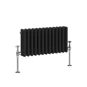 NRG 300x607 mm Horizontal Traditional 3 Column Cast Iron Style Radiator Black