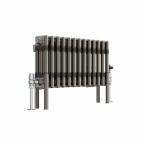 NRG 300x607 mm Horizontal Traditional 3 Column Cast Iron Style Radiator Raw Metal
