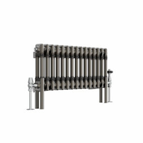 NRG 300x695 mm Horizontal Traditional 2 Column Cast Iron Style Radiator Raw Metal