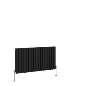 NRG 600x1156 mm Horizontal Double Flat Panel Designer Radiator Black