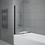 NRG 6mm Toughened Safety Glass Curved Pivot Shower Bath Screen - 1400x800mm Black