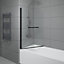 NRG 6mm Toughened Safety Glass Curved Pivot Shower Bath Screen with Towel Rail - 1400x800mm Black