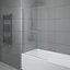NRG 6mm Toughened Safety Glass Curved Pivot Shower Bath Screen with Towel Rail - 1400x800mm Chrome
