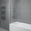 NRG 6mm Toughened Safety Glass Curved Pivot Shower Bath Screen with Towel Rail - 1400x800mm Chrome