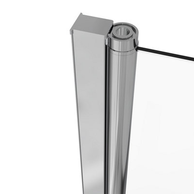 NRG 6mm Toughened Safety Glass Curved Pivot Shower Bath Screen with Towel Rail - 1400x800mm Chrome - 4
