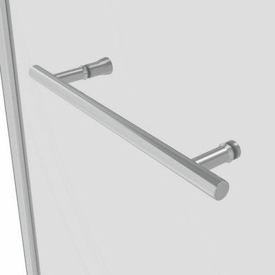 NRG 6mm Toughened Safety Glass Curved Pivot Shower Bath Screen with Towel Rail - 1400x800mm Chrome - 6