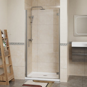 NRG 6mm Toughened Safety Glass Hinged Door Shower Enclosure Screen -1900x900mm Chrome