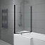 NRG 6mm Toughened Safety Glass L Shaped Shower Bath Screen Fixed Return- 1400x800mm Black