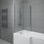 NRG 6mm Toughened Safety Glass L Shaped Shower Bath Screen Fixed Return- 1400x800mm Chrome