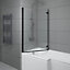 NRG 6mm Toughened Safety Glass L Shaped Shower Bath Screen Hinged Return - 1400x800mm Black