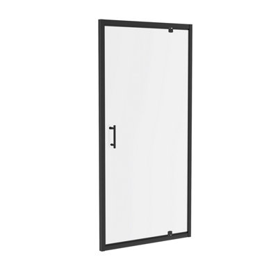 NRG 6mm Toughened Safety Glass Pivot Door Shower Enclosure Screen - 1900x1000mm Black - 3