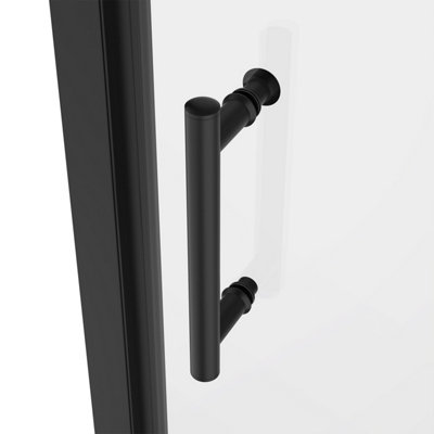 NRG 6mm Toughened Safety Glass Pivot Door Shower Enclosure Screen - 1900x1000mm Black - 4