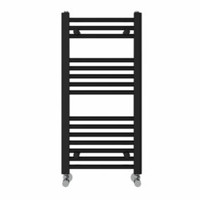 NRG 800x400 mm Straight Heated Towel Rail Radiator Bathroom Ladder Warmer Black