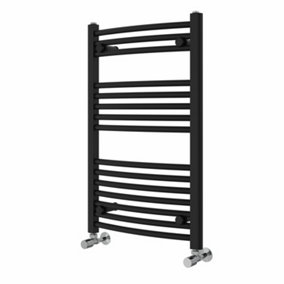 NRG 800x500 mm Curved Heated Towel Rail Radiator Bathroom Ladder Warmer Black