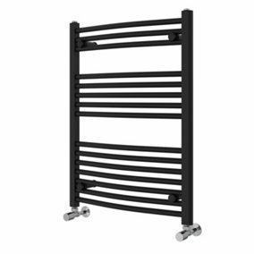 NRG 800x600 mm Curved Heated Towel Rail Radiator Bathroom Ladder Warmer Black