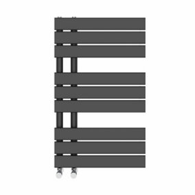 NRG 824x500 mm Designer Flat Panel Heated Towel Rail Radiator Bathroom Ladder Warmer Black