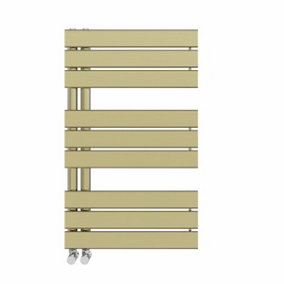 NRG 824x500 mm Designer Flat Panel Heated Towel Rail Radiator Bathroom Ladder Warmer Brushed Brass