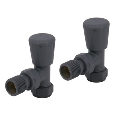 NRG Anthracite Angled Lockshield Valve Towel Rail Radiator Valves Central Heating Taps