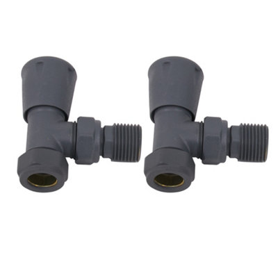 NRG Anthracite Angled Lockshield Valve Towel Rail Radiator Valves Central Heating Taps