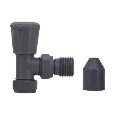 NRG Anthracite Angled Lockshield Valve Towel Rail Radiator Valves Central Heating Taps - 3