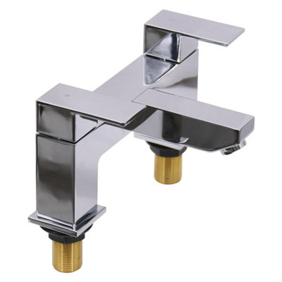 NRG Bathroom Bath Filler Mixer Tap Square Dual Handle Tub Level Faucet