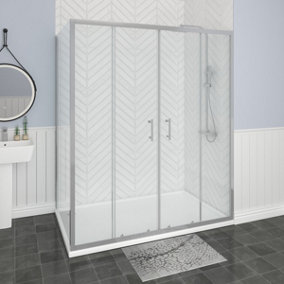 NRG Bathroom Shower Enclosure Cubicle 1700mm Double Sliding Door with 1000mm Side Panel Screen