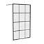 NRG Black Grid Walk In Shower Enclosure Wet Room Glass Screen Panel 8mm - 1000x1950mm