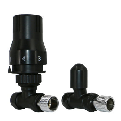 NRG Black Straight TRV Thermostatic Radiator Valve and lockshield Valve 15mm x 1/2" - 4