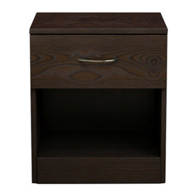 NRG Chest of Drawers Bedroom Furniture Bedside Cabinet with Handle 1 Drawer Walnut 40x36x47cm