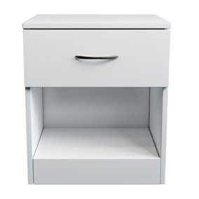 NRG Chest of Drawers Bedroom Furniture Bedside Cabinet with Handle 1 Drawer White 40x36x47cm