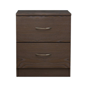 NRG Chest of Drawers Bedroom Furniture Bedside Cabinet with Handle 2 Drawer Walnut 40x36x47cm