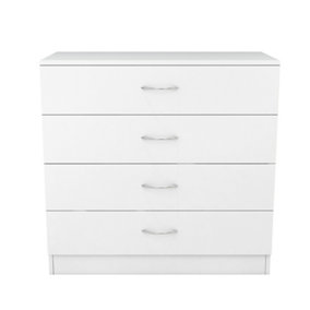 NRG Chest of Drawers Bedroom Furniture Bedside Cabinet with Handle 4 Drawer White 75x36x72cm