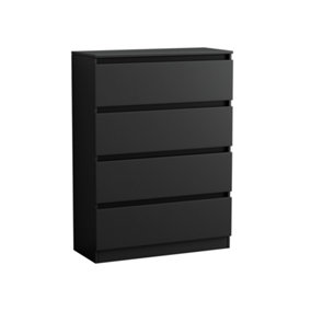 NRG Chest of Drawers Storage Bedroom Furniture Cabinet 4 Drawer Black 70x40x95.5cm