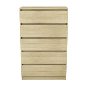 NRG Chest of Drawers Storage Bedroom Furniture Cabinet 5 Drawer Oak 70x40x112cm