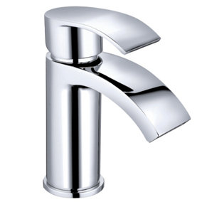 NRG Chrome Basin Sink Mixer Tap Bathroom Faucet with Curved Spout