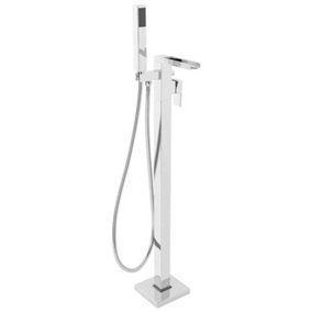 NRG Free Standing Bath Shower Mixer Tap Bathroom Floor Standing Square Filler Kit