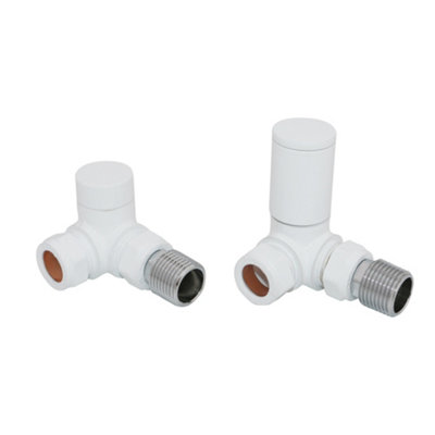 NRG Manual Corner Radiator Valves 15mm Lockshield Central Heating Valve White