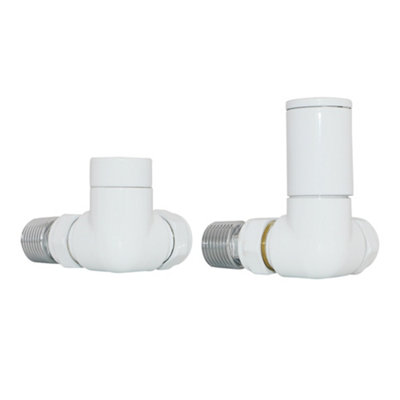 NRG Manual Corner Radiator Valves 15mm Lockshield Central Heating Valve White - 3