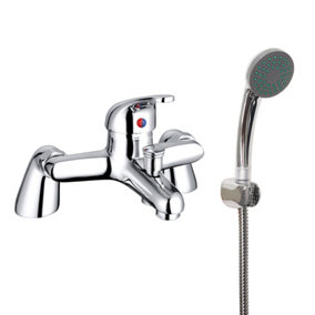 NRG Modern Bathroom Chrome Bath Shower Mixer Tap & Shower Handheld Set Chrome