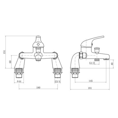 NRG Modern Bathroom Chrome Bath Shower Mixer Tap & Shower Handheld Set Chrome - 4