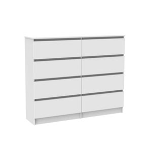 NRG Modern Chest of 8 Drawers Bedroom Furniture Storage Bedside Table Cabinet White 120x30x99.6cm