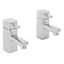 NRG Modern Square Bathroom Chrome Twin Hot and Cold Sink Basin Taps Brass Pair