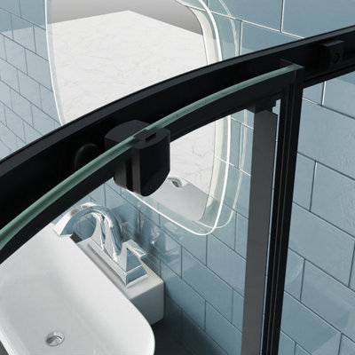 NRG Offset Quadrant Shower Enclosure Corner Entry Sliding Door Easy Clean Glass - 1000mmx800mm Matte Black - 5