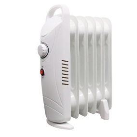 NRG Oil Filled Radiator 6 Fin 800W Mini Electric Portable Heater Thermostat White