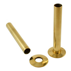 NRG Radiator Pipes and Collars Easy Fit Packs 180mm Pipes Polished Brass